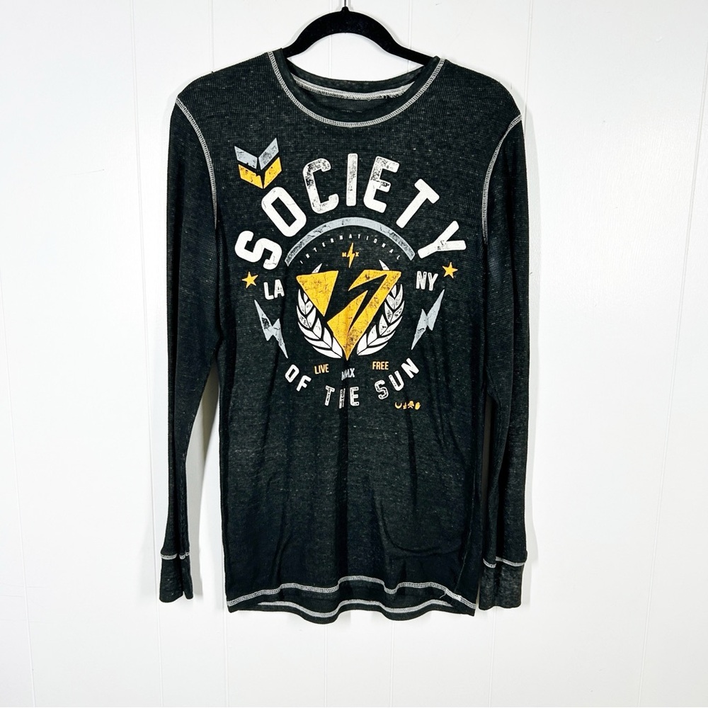 Buckle Society Cloth Black Graphic Thermal Burnout Shirt Medium